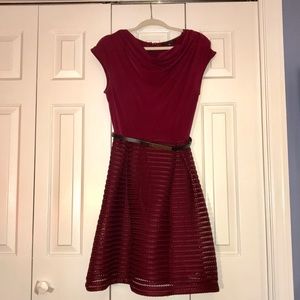 Burgundy belted dress